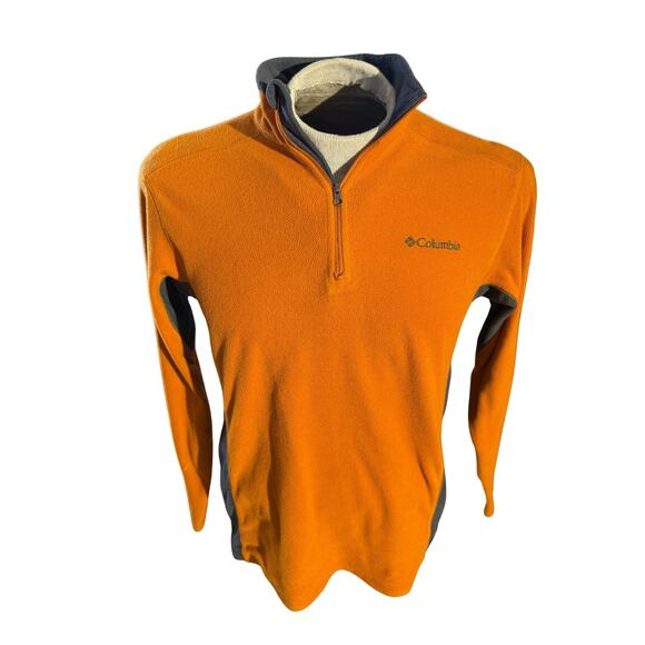 Columbia Mens Fleece Jacket Orange Quarter Zip Size XS - Picture 1 of 5